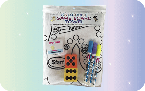 Spooshi Colorable Game Board Towel Kit/Large Dice